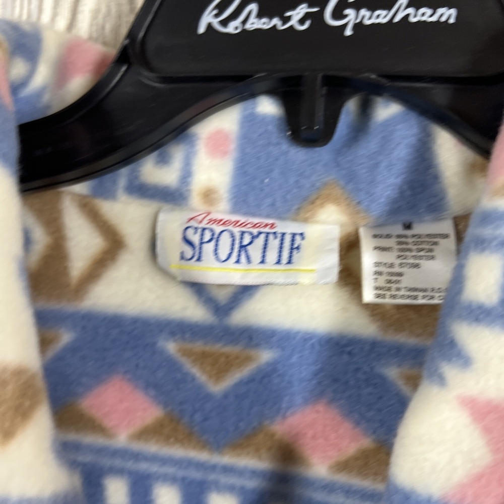 Vintage Women's‎ Size M American Sportif Fleece Long Sleeve 2 Button Sweatshirt - Picture 3 of 6